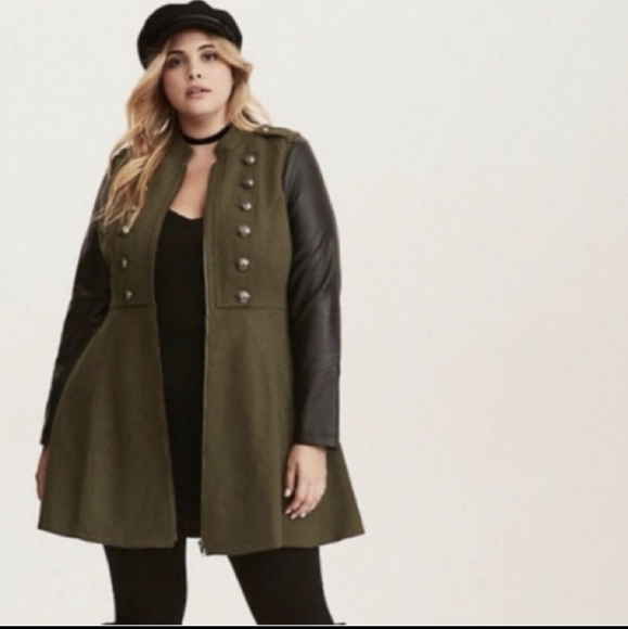 torrid Jackets & Coats Torrid Mixed Media Peplum Vegan Faux Leather